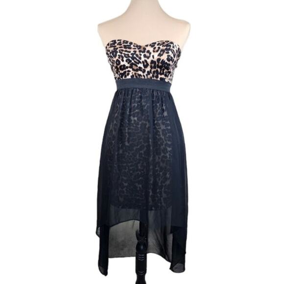 Mystic Vintage Medium Y2K Leopard Cheetah Print Black Dress - Picture 2 of 5